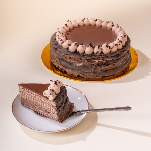 Divine Dark Chocolate Mille Crepe Cake