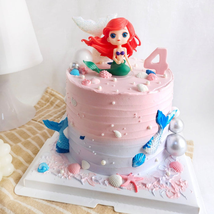 Ariel Mermaid Seashell Pastel Cake D 7 Inch H 5.5 Inch - YippiiGift