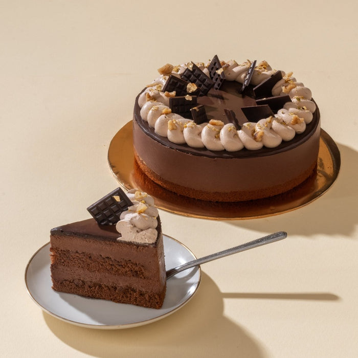 Hazelnut Dark Chocolate Mousse Cake 8 Inch - YippiiGift
