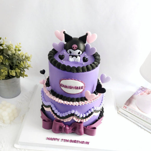 Kuromi Dark Purple 2 Tier Cake 6 Inch + 8 Inch (With Toy) - YippiiGift