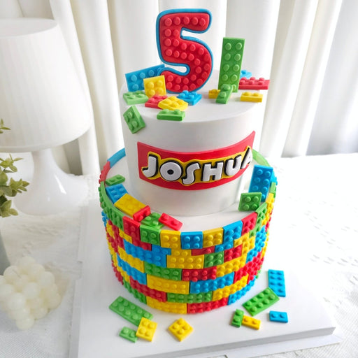 Lego World 2 Tier Cake 7 Inch + 5 Inch (Full Fondant) - YippiiGift