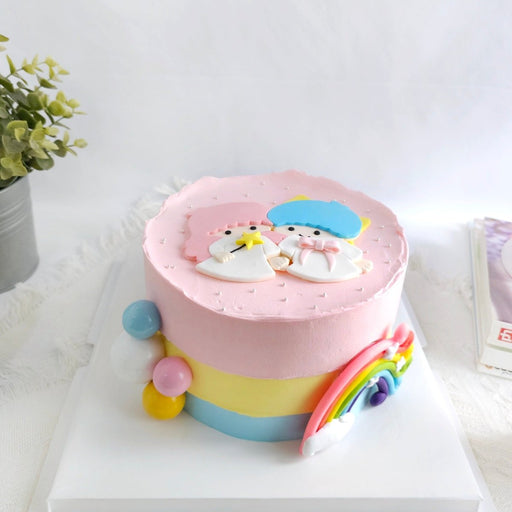 Little Twins Star Cake 6 Inch (2D Fondant) - YippiiGift