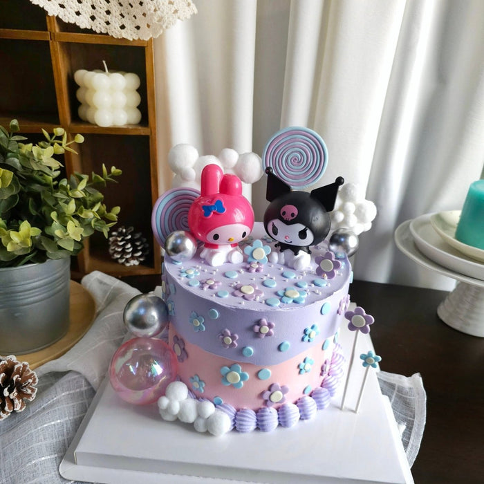 Melody Kuromi Flower Cake 6 Inch (With Toys) - YippiiGift