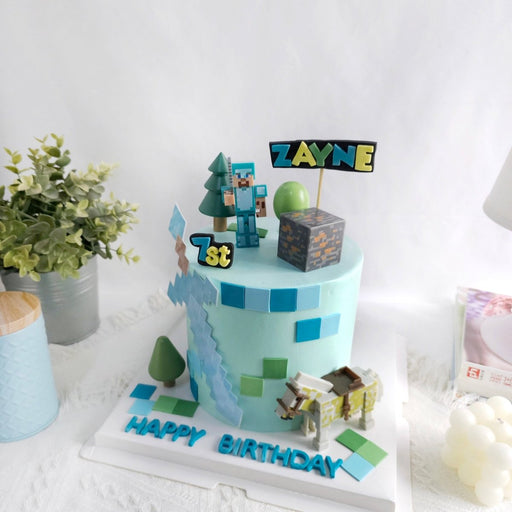 Minecraft Blue Cake 6"D 5.5"H (with Toy) - YippiiGift