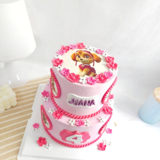Paw Patrol Skye Two Tier Cake 5 Inch + 7 Inch (Full Fondant) - YippiiGift