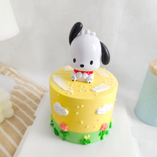 Pochacco Yellow Cake D4" H3.5" (with Toy) - YippiiGift