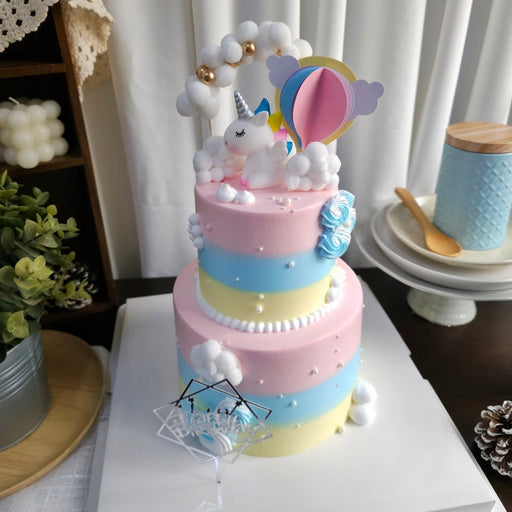 Unicorn Clouds Two Tier Cake 4 Inch + 6 Inch (Toy) - YippiiGift