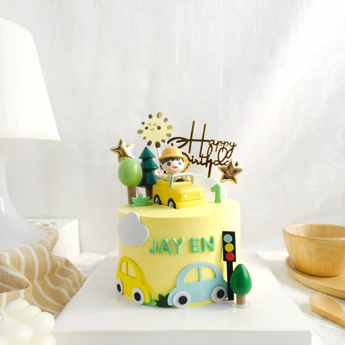 Yellow Jeep Boy Cake 6 Inch (With Toy)