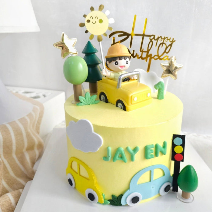 Yellow Jeep Boy Cake 6 Inch (With Toy)
