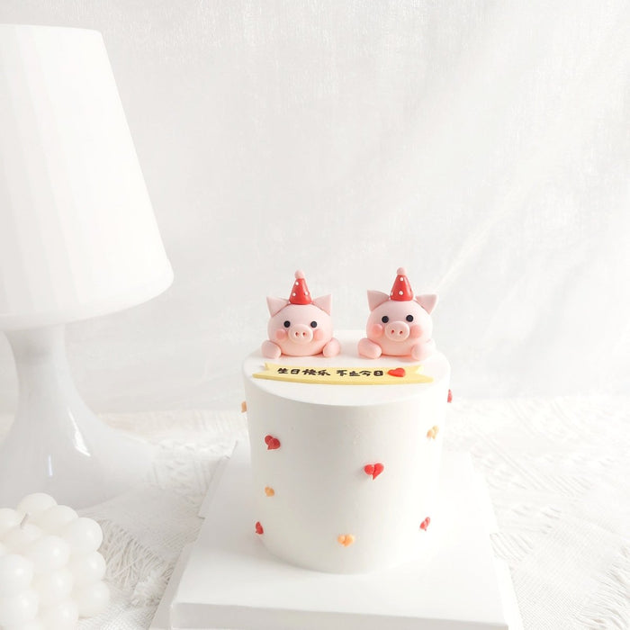 Bday Pigs Cake 4 Inch (Fondant) - YippiiGift