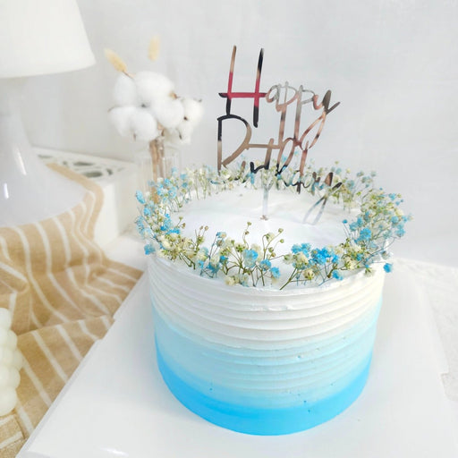 Blue Ombre Baby Breath Flower Cake 6 Inch - YippiiGift