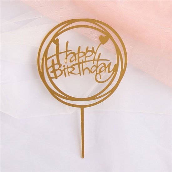 Cake Topper - Happy Birthday (gold) - YippiiGift