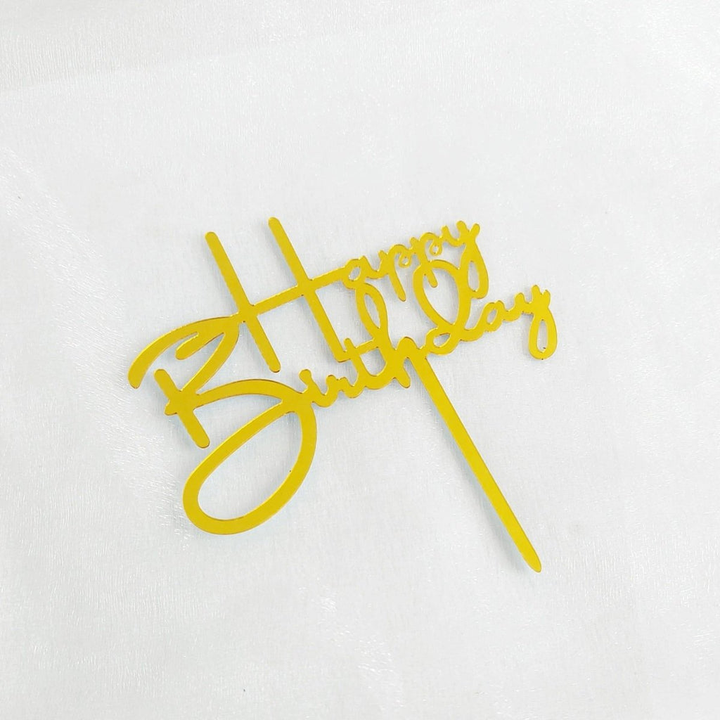 Cake Topper - Happy Birthday (Gold_c) - YippiiGift