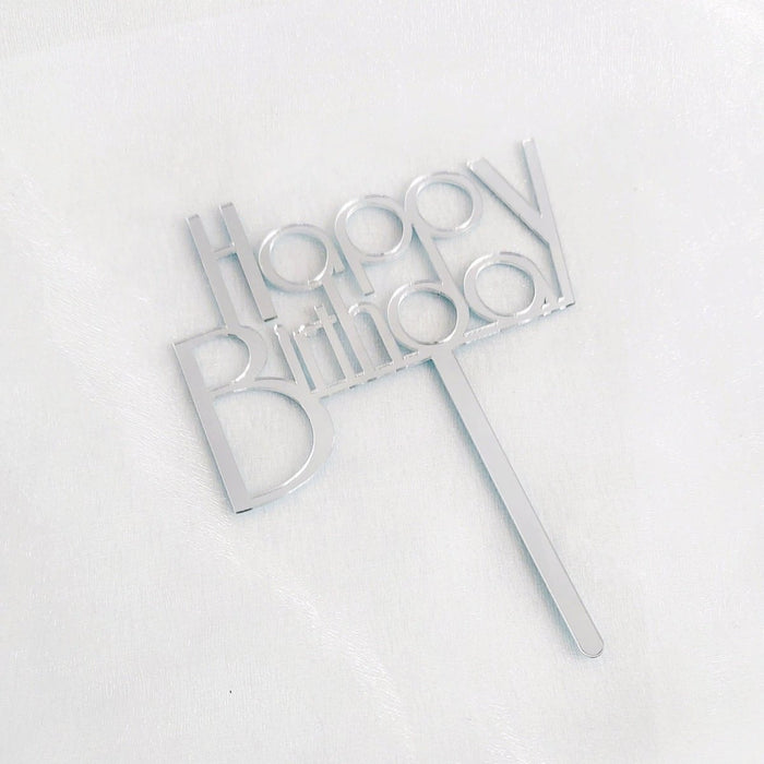 Cake Topper - Happy Birthday (Silver_b) - YippiiGift