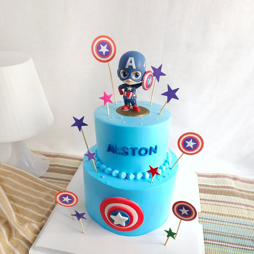 Captain America Two Tier Cake 5 Inch + 7 Inch (Toy) - YippiiGift