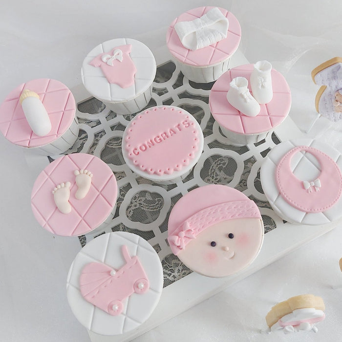 Cupcake-Baby Girl 9 Pcs (Fondant) - YippiiGift
