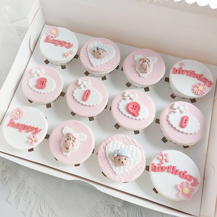 Cupcake - Teddy Bear 12pcs (Fondant) - YippiiGift