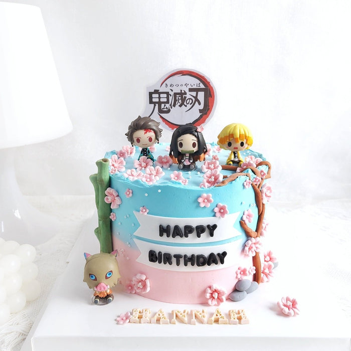 Demon Slayer Anime Sakura Cake 6 Inch - YippiiGift