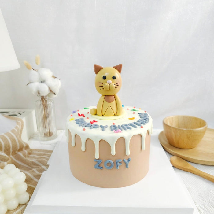 Kitty Cat Cake 6 Inch (Fondant) - YippiiGift