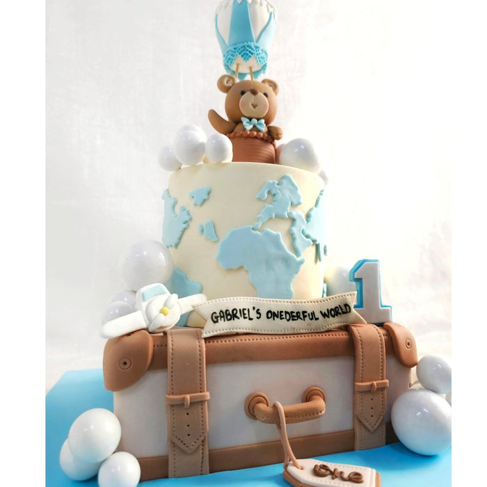 Luggage Bear Cake 5 Inch + 7 Inch (Fondant) - YippiiGift
