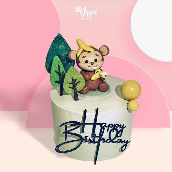 Monkey Banana Cake 6 Inch (Fondant) - YippiiGift