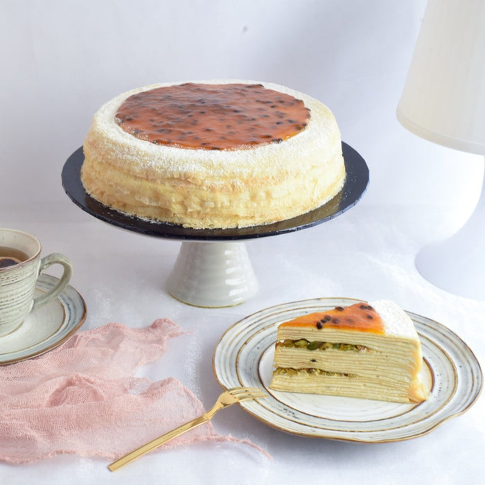 Passion Fruit Pistachio Mille Crepe Cake Delivery - YippiiGift