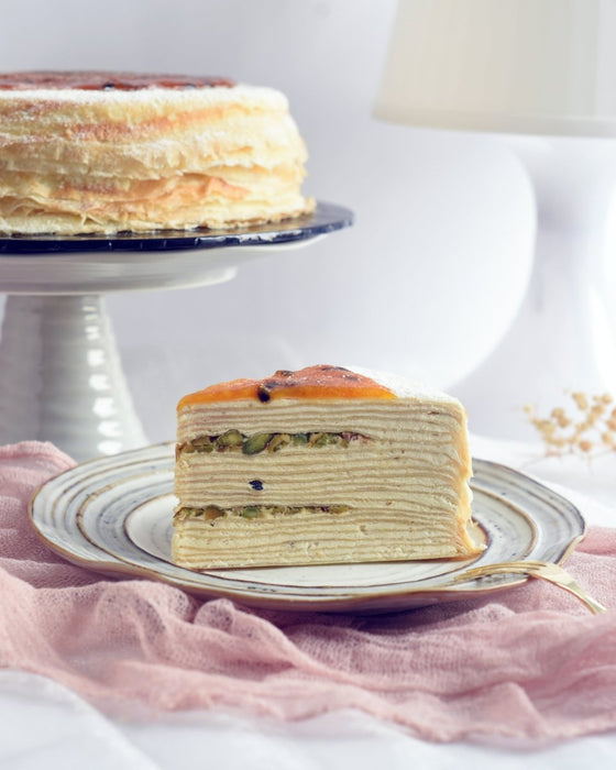Passion Fruit Pistachio Mille Crepe Cake Delivery - YippiiGift