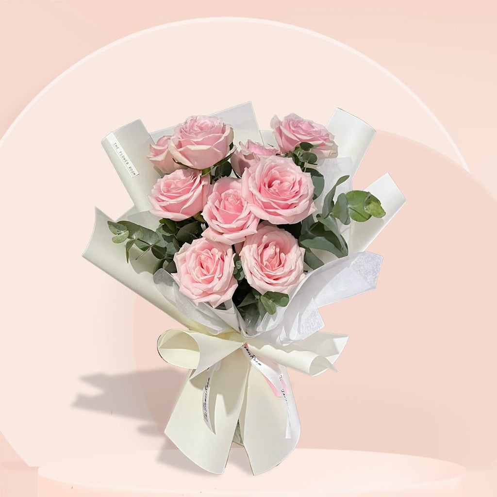 Pink Roses 9s Fresh Flower Bouquet - YippiiGift