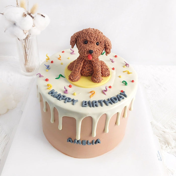 Poodle Dog Cake 6 Inch (Fondant) - YippiiGift