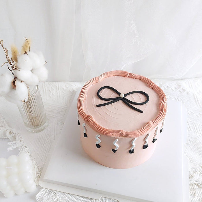 Ribbon Peach Cake 6 Inch - YippiiGift