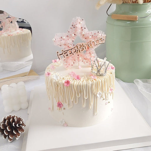 Star Crown Petals Cake 6 Inch - YippiiGift