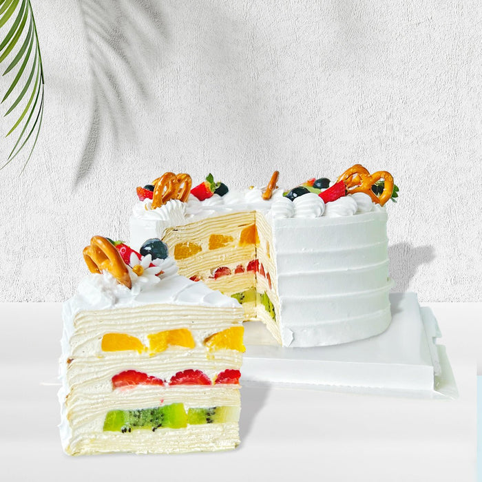 Traffic Light Fresh Fruit Mille Crepe Cake - YippiiGift