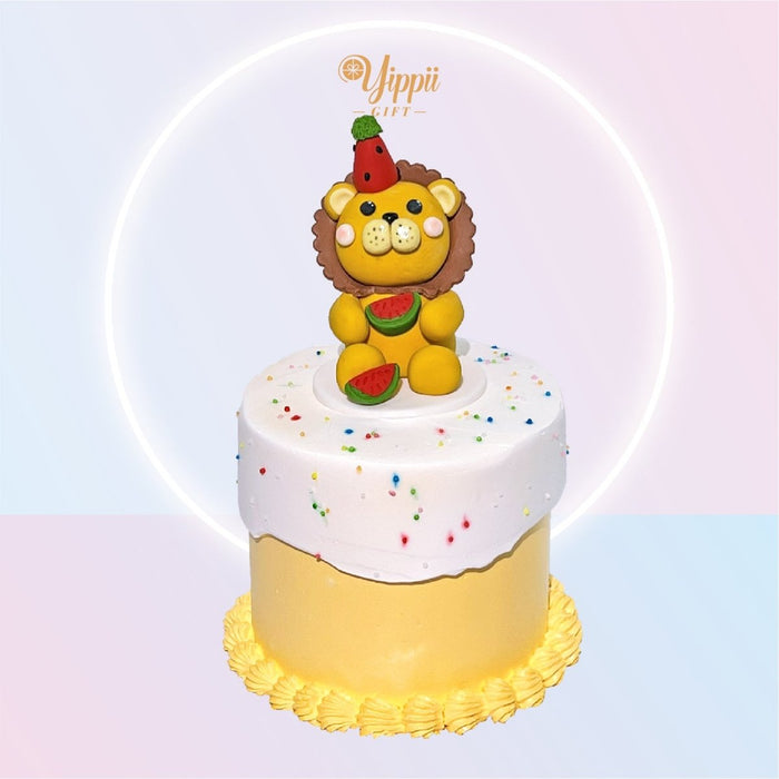 Watermelon Lion Cake 4 Inch (Fondant) - YippiiGift