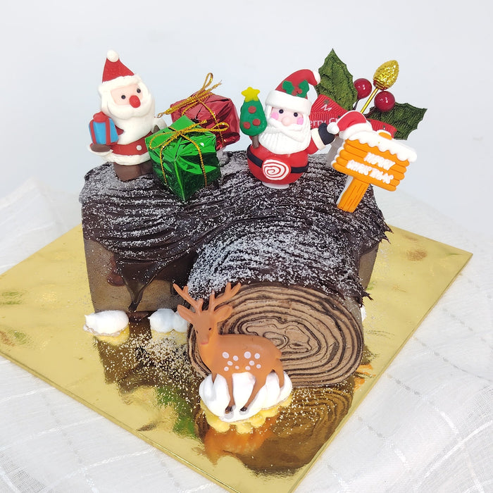 Yule Log Crepe Cake