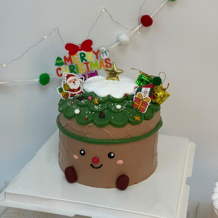 Xmas Tree Jelly Cat Cake 6 Inch
