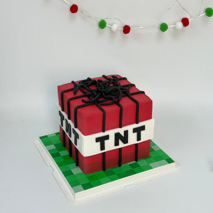 Minecraft TNT Cake – Explosive Birthday Fun for Kids 6 Inch (Full Fondant)