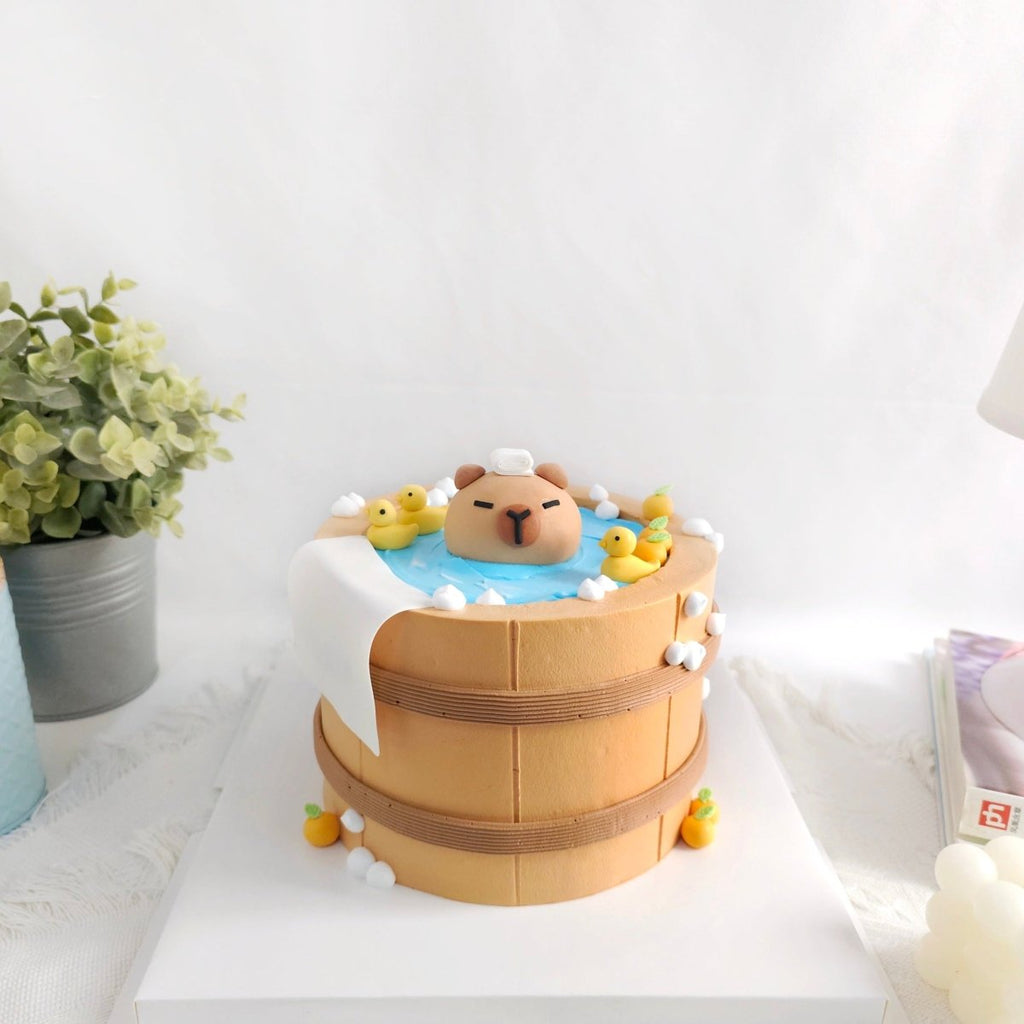 Capybara Hot Sping Cake 6 Inch (Fondant) - YippiiGift