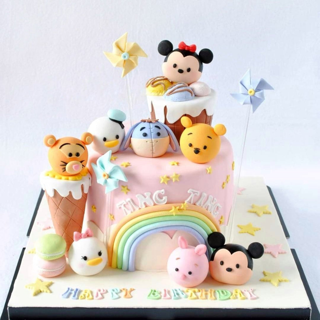 Disney Tsum Tsum Cone Cake 6 Inch (Full Fondant) - YippiiGift