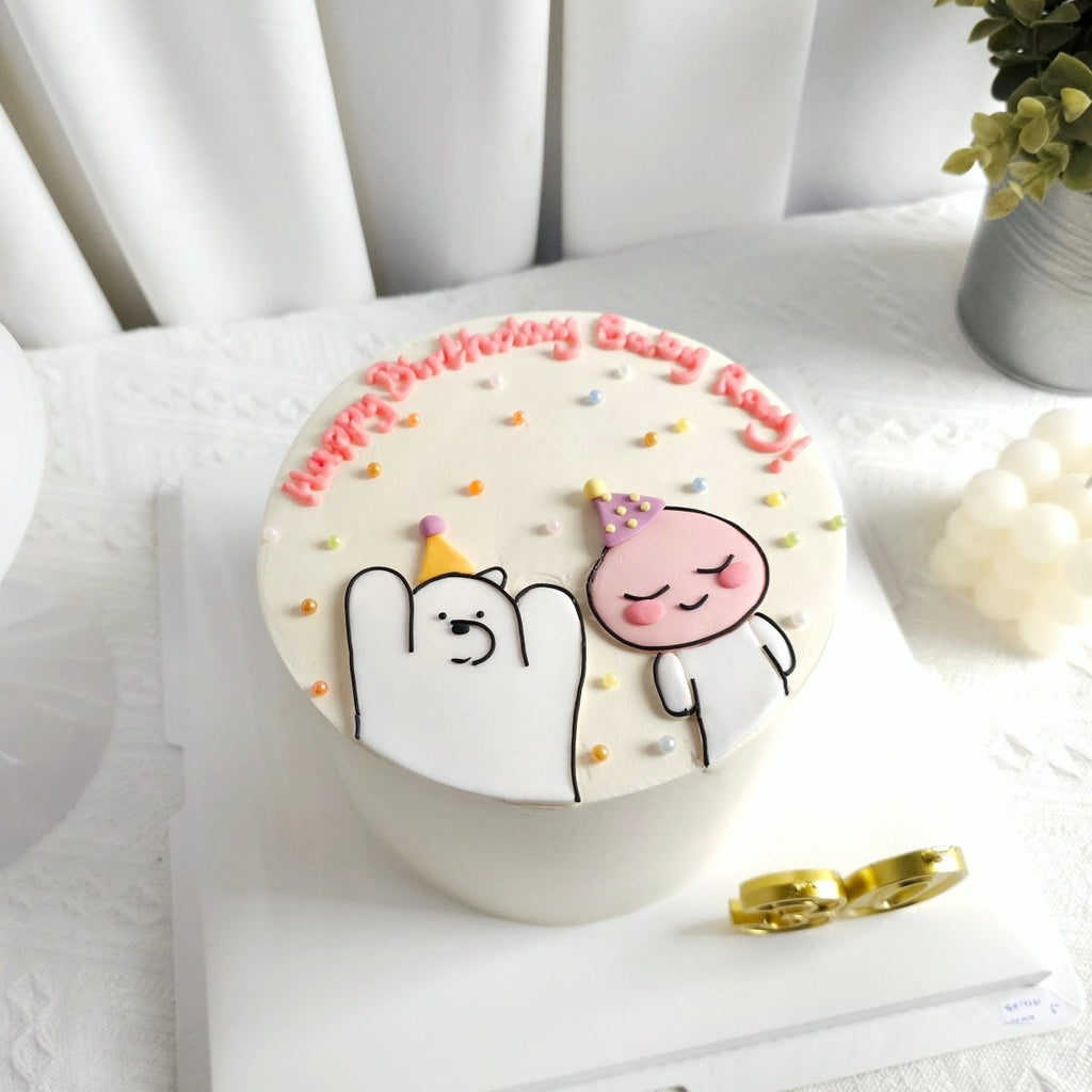 Ice Bear & Apeach Birthday Cake 6 Inch (Fondant) - YippiiGift