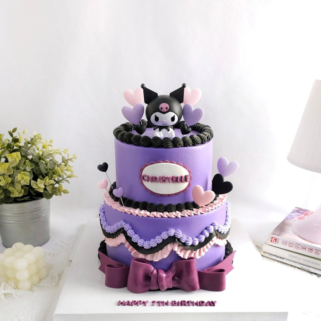 Kuromi Dark Purple 2 Tier Cake 6 Inch + 8 Inch (With Toy) - YippiiGift