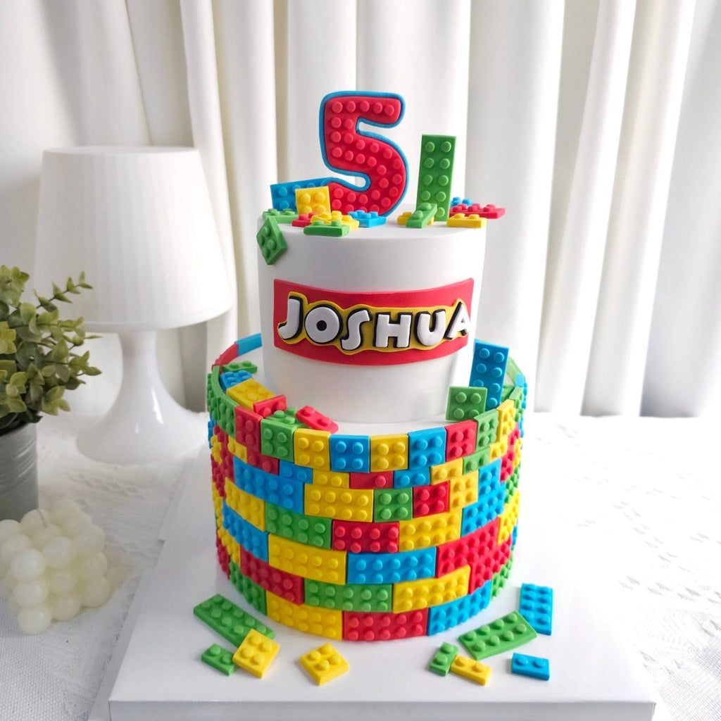 Lego World 2 Tier Cake 7 Inch + 5 Inch (Full Fondant) - YippiiGift