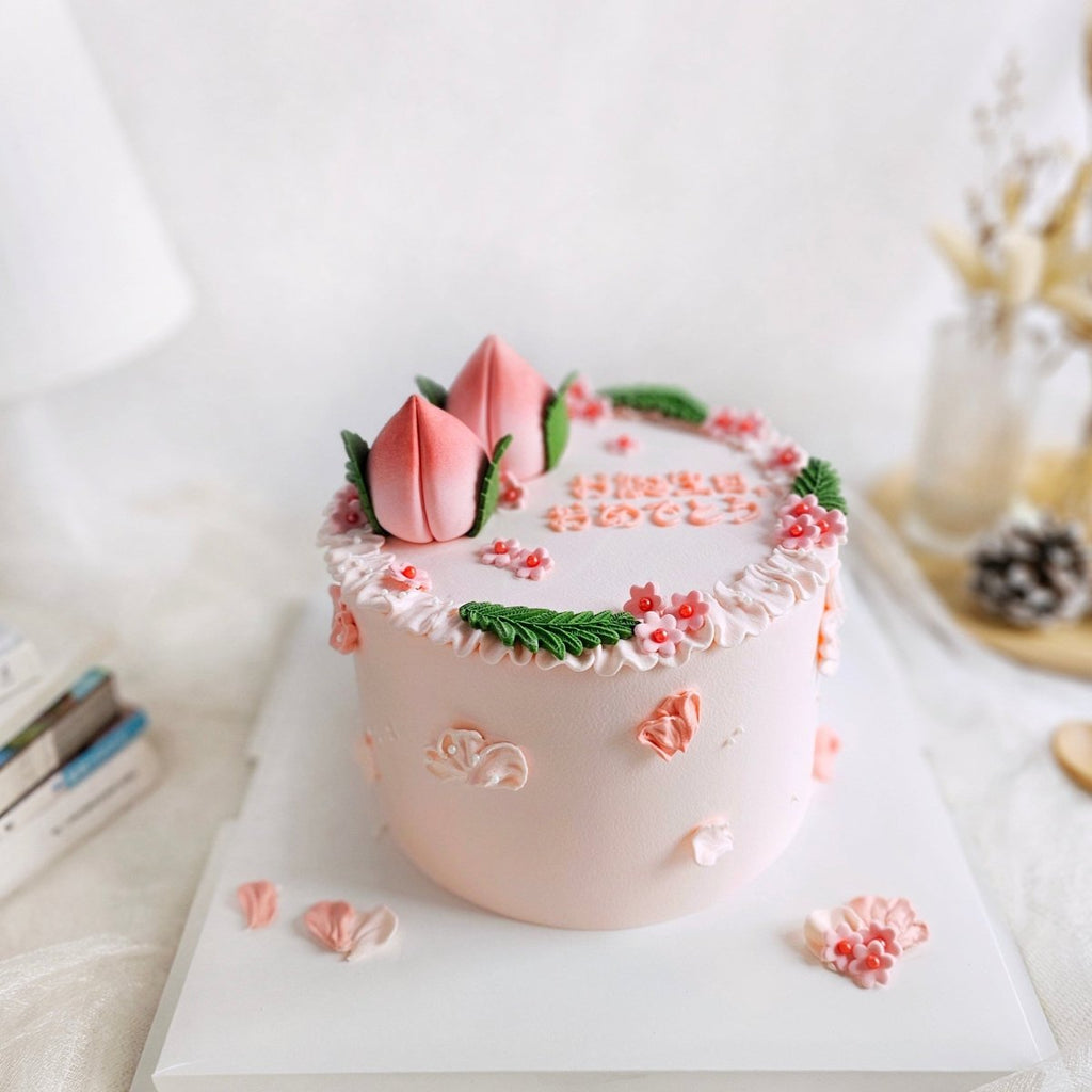 Longevity Peach Cake 6 Inch (Fondant) - YippiiGift