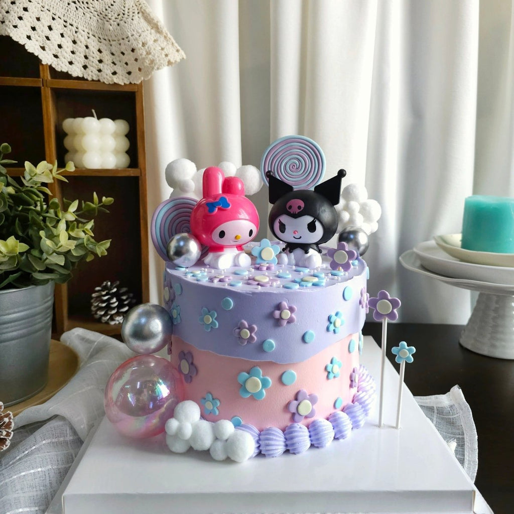 Melody Kuromi Flower Cake 6 Inch (With Toys) - YippiiGift