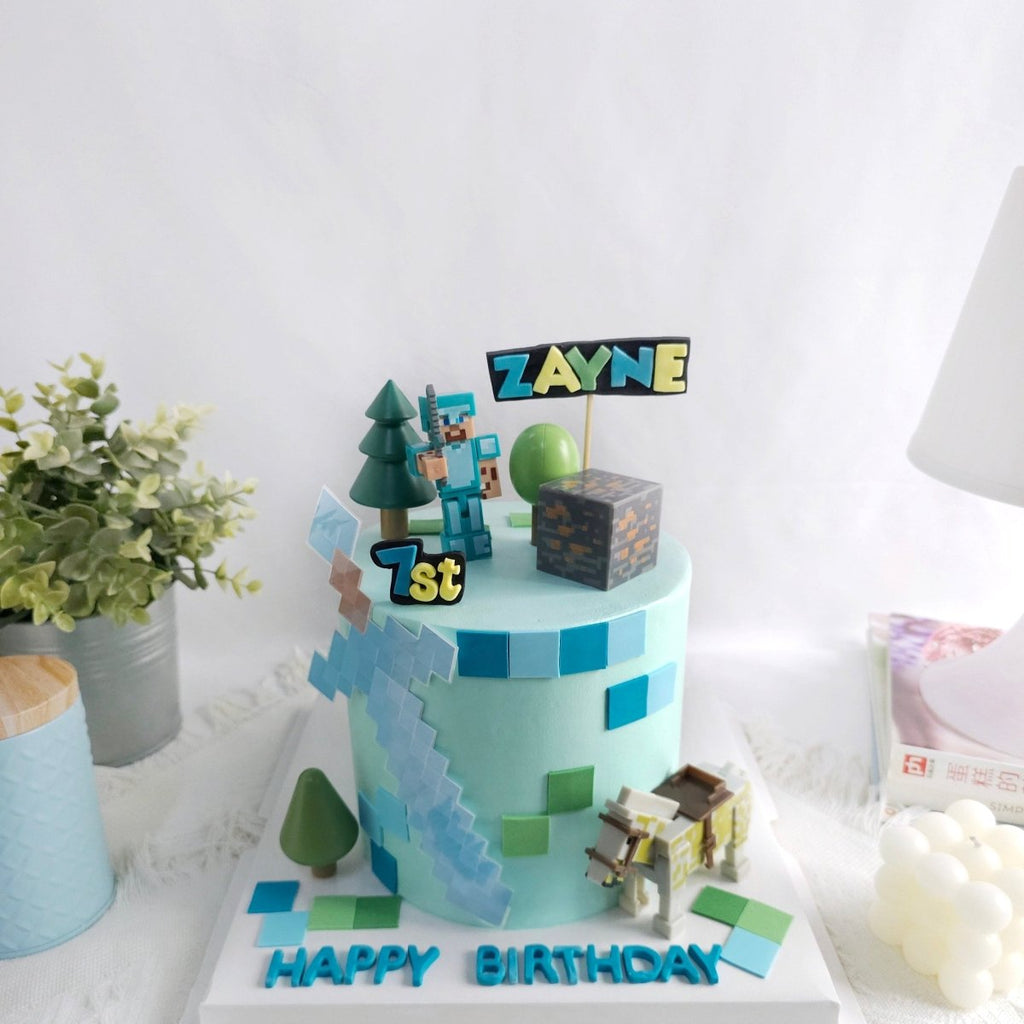 Minecraft Blue Cake 6"D 5.5"H (with Toy) - YippiiGift