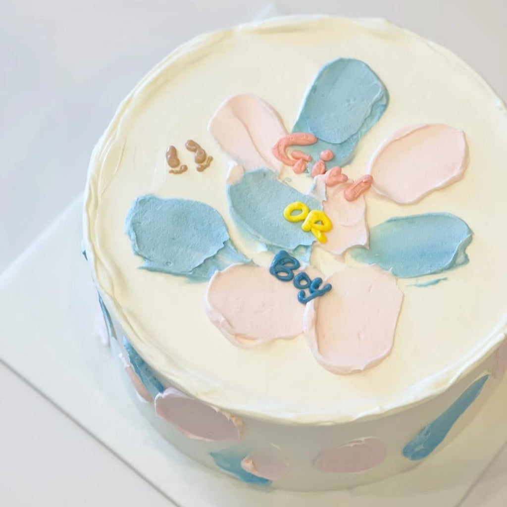 Minimalist Gender Reveal Cake 4"D 3.5"H - YippiiGift