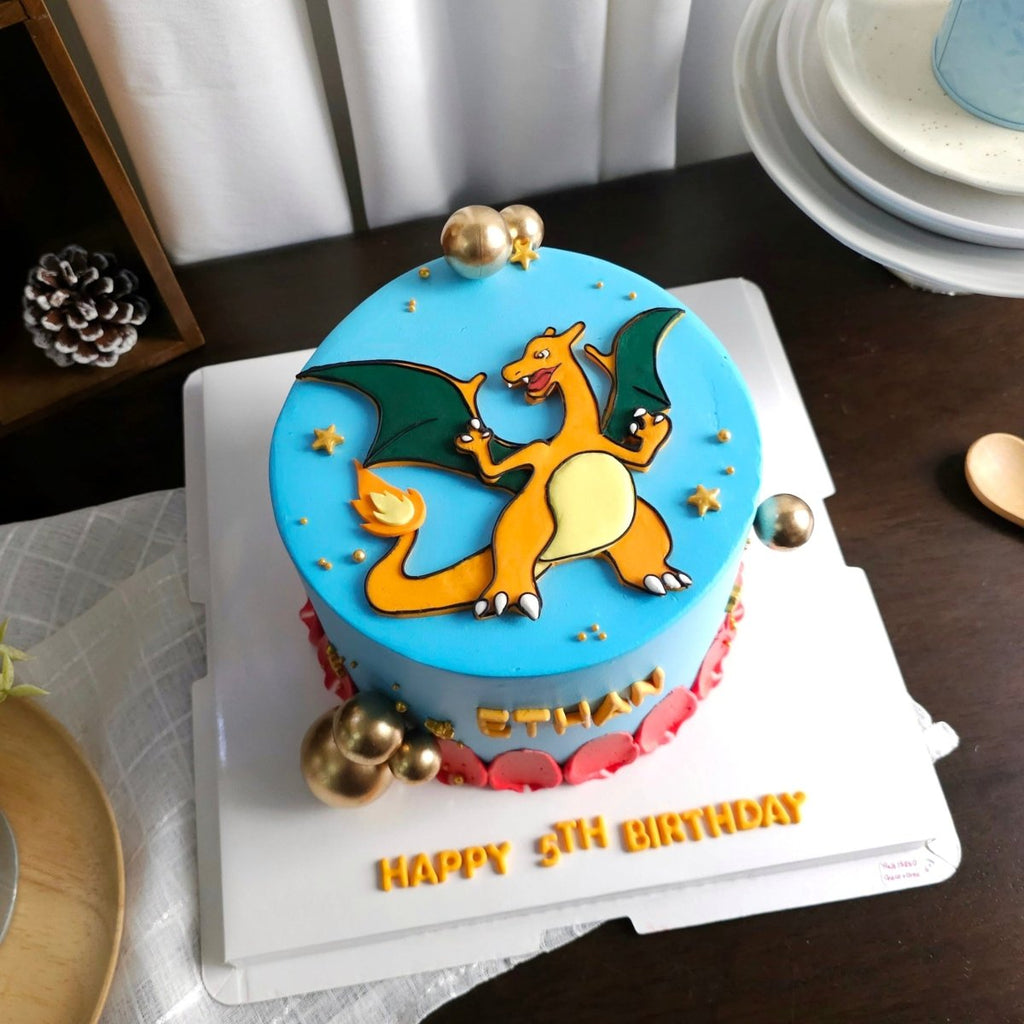 Pokemon Charizard 2D Cake 6 inch (Fondant) - YippiiGift