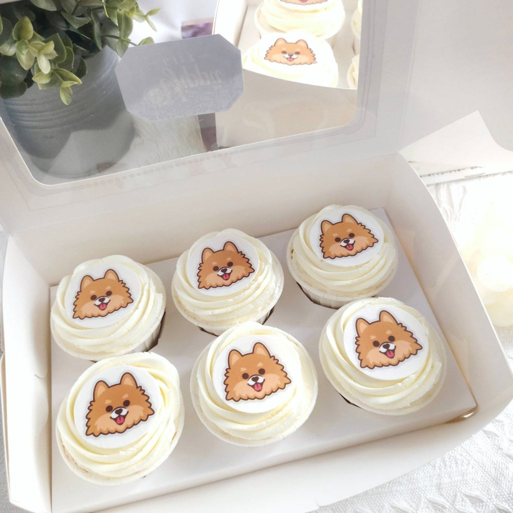 Pomeranian Cupcakes 6pcs (Edible Print) - YippiiGift