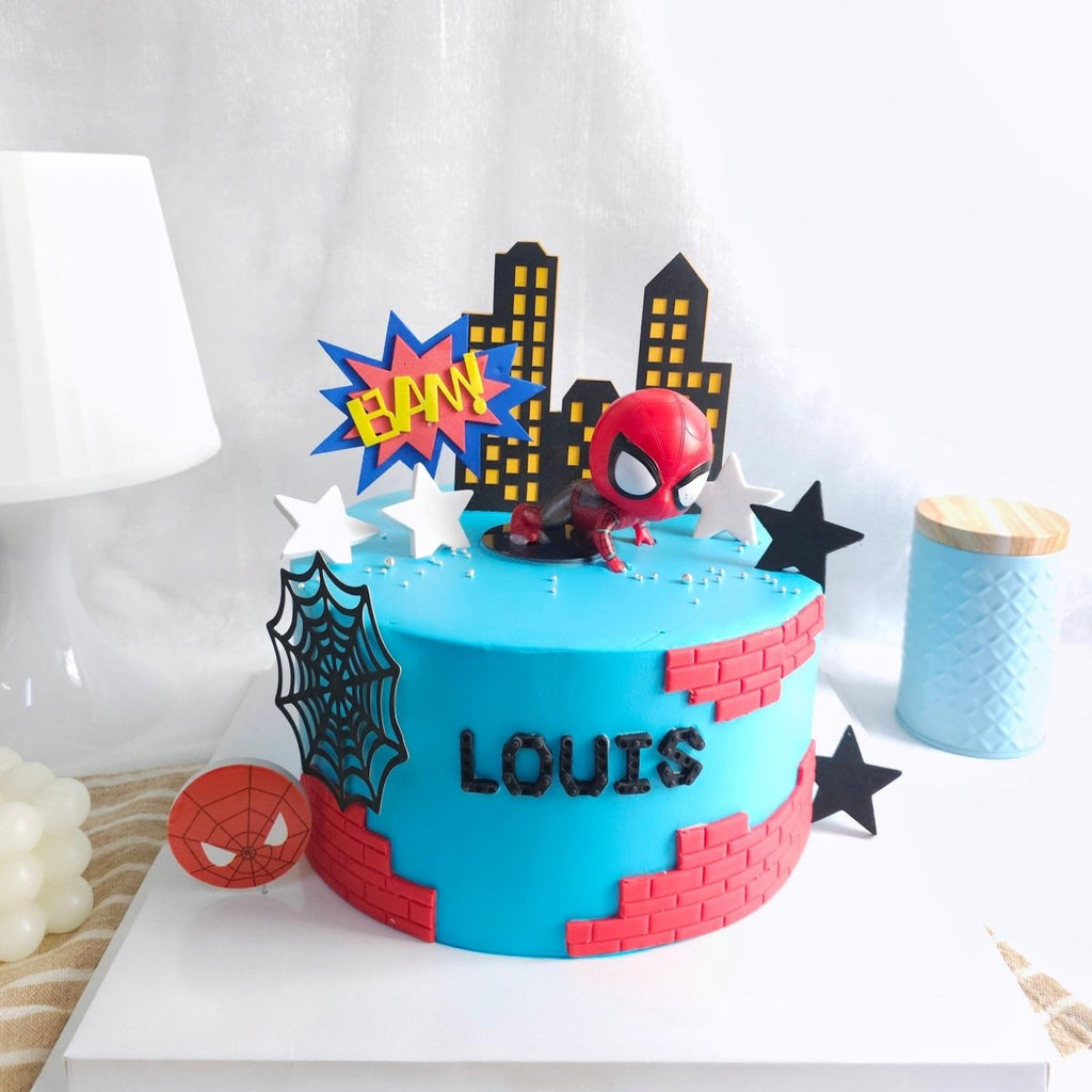 Spiderman Blue Cake 8 inch (With Toy) - YippiiGift