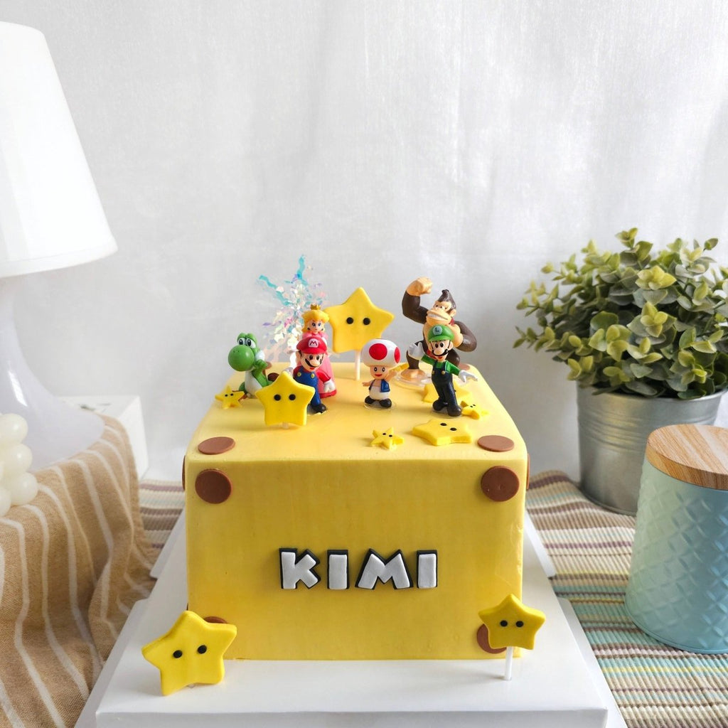 Super Mario Square Cake 6 Inch (Buttercream) - YippiiGift