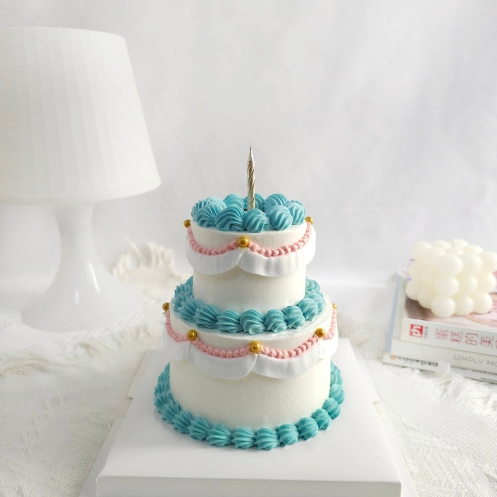 Vintage Blue Two Tier Cake 2 Inch + 4 Inch - YippiiGift